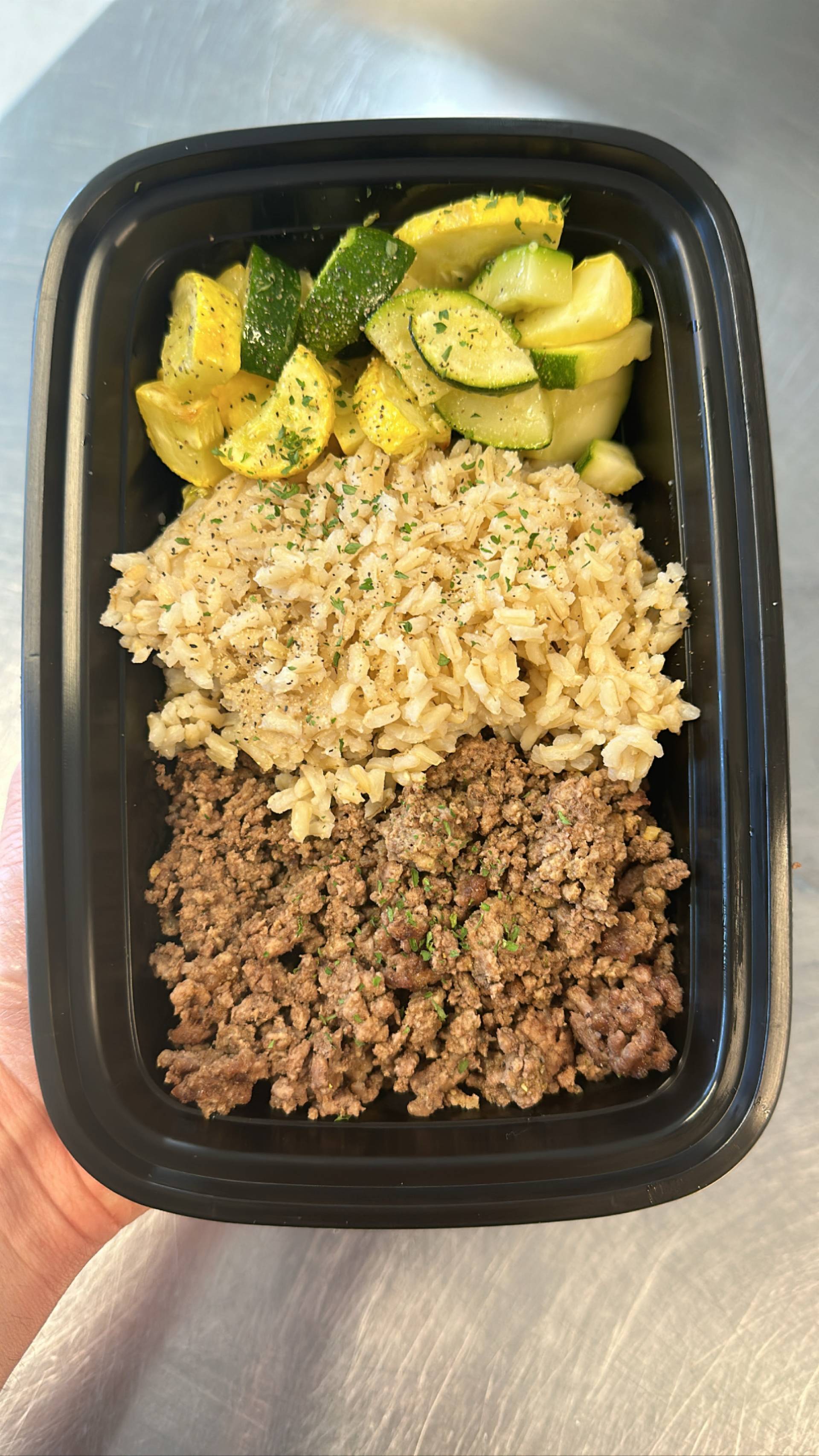 Beef + Rice (Brown) + Zucchini
