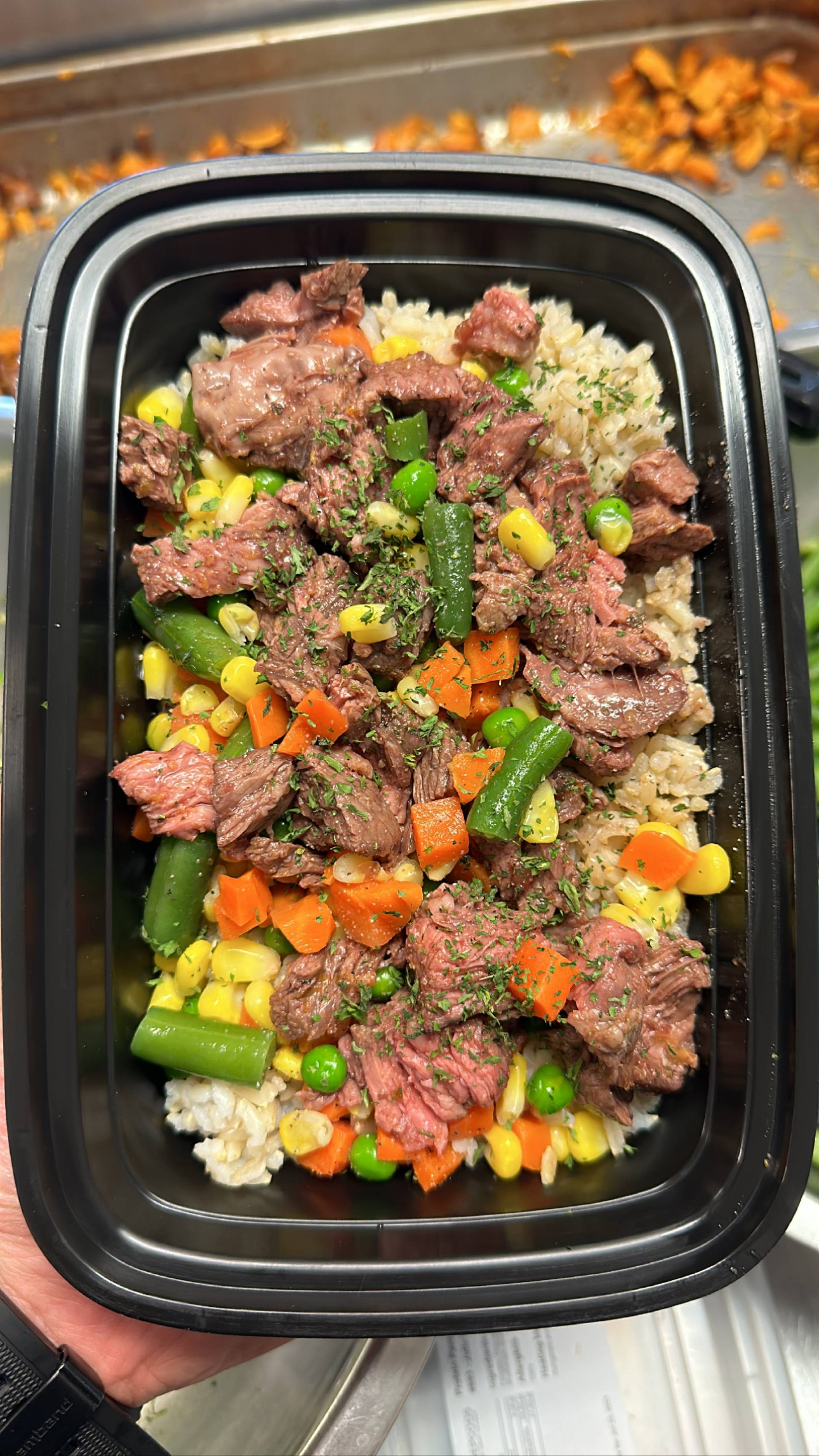 Steak + Rice (Brown) + Mixed Veg