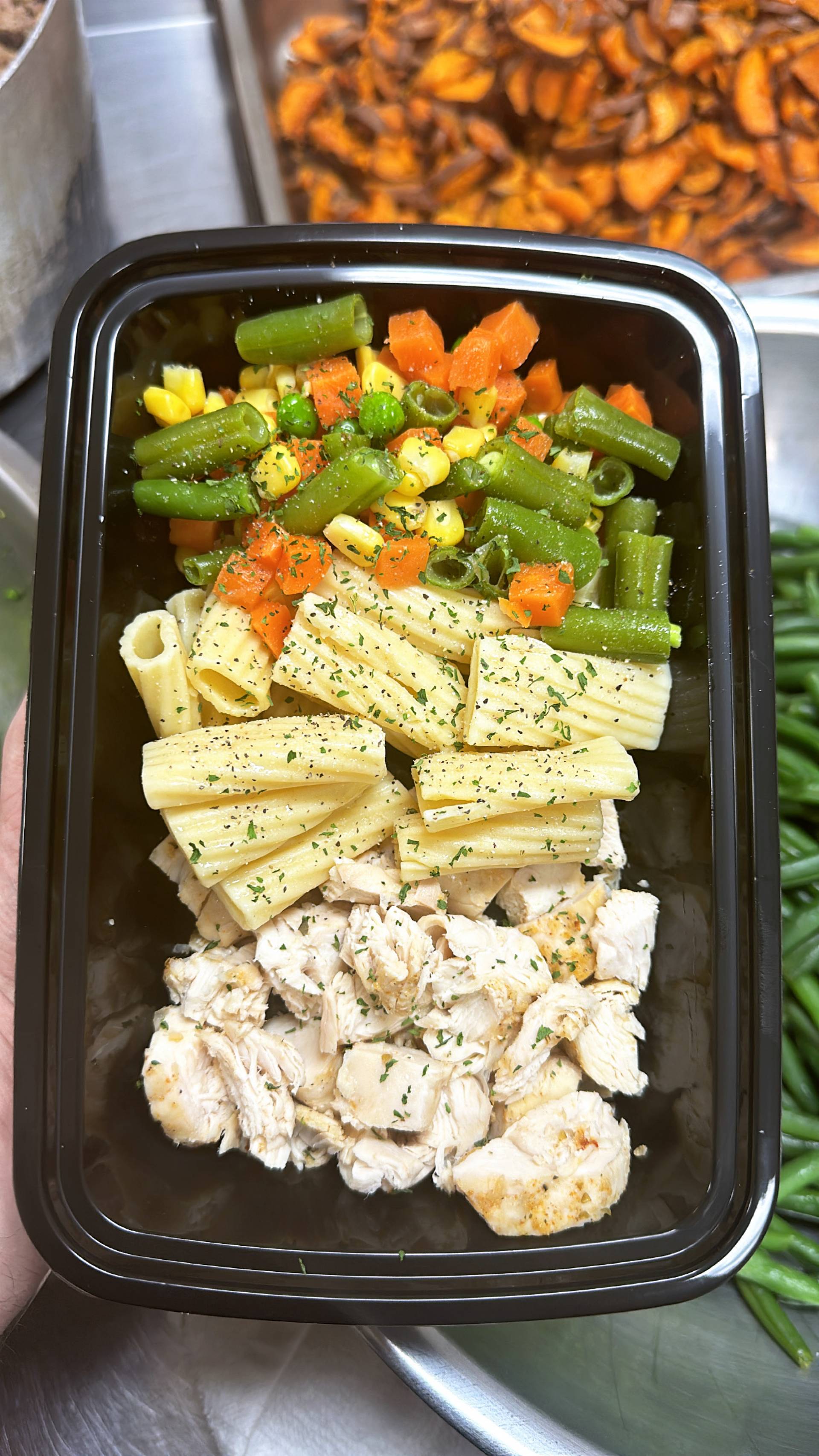 Chicken + Pasta + Mixed Veg