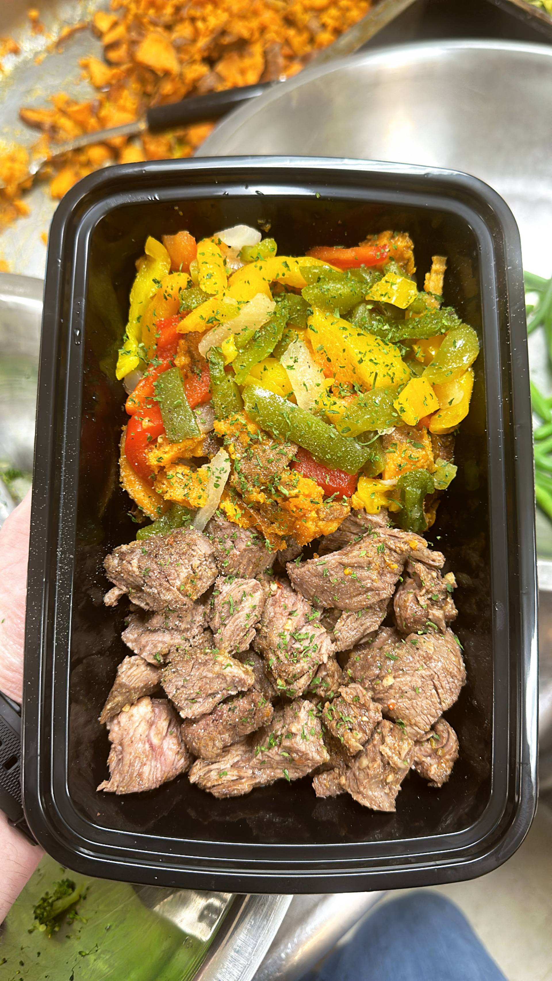 Steak + Sweet Potato + Peppers & Onions