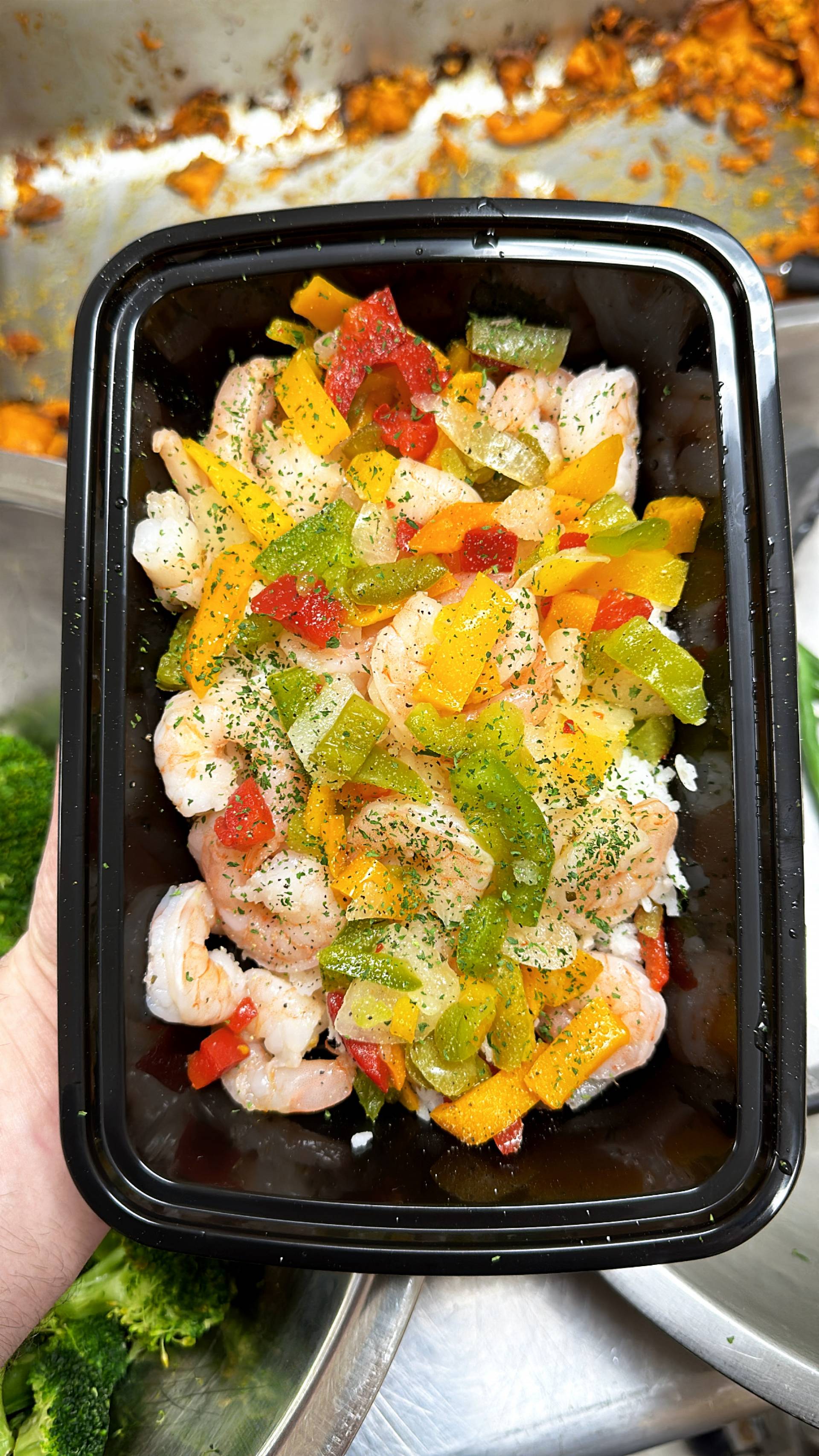 Shrimp + Jasmine Rice + Peppers & Onions
