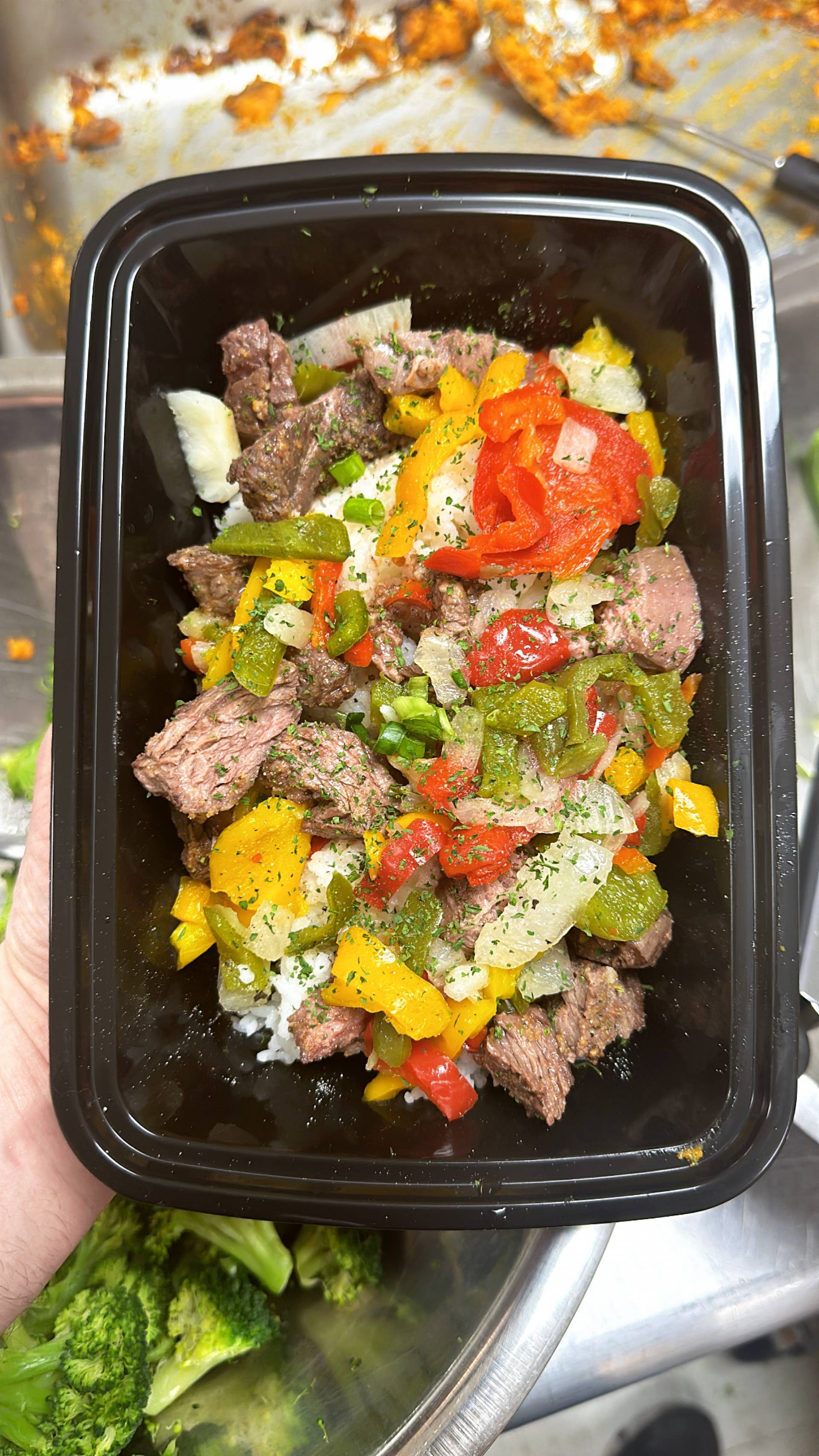 Steak + Jasmine Rice + Peppers & Onions