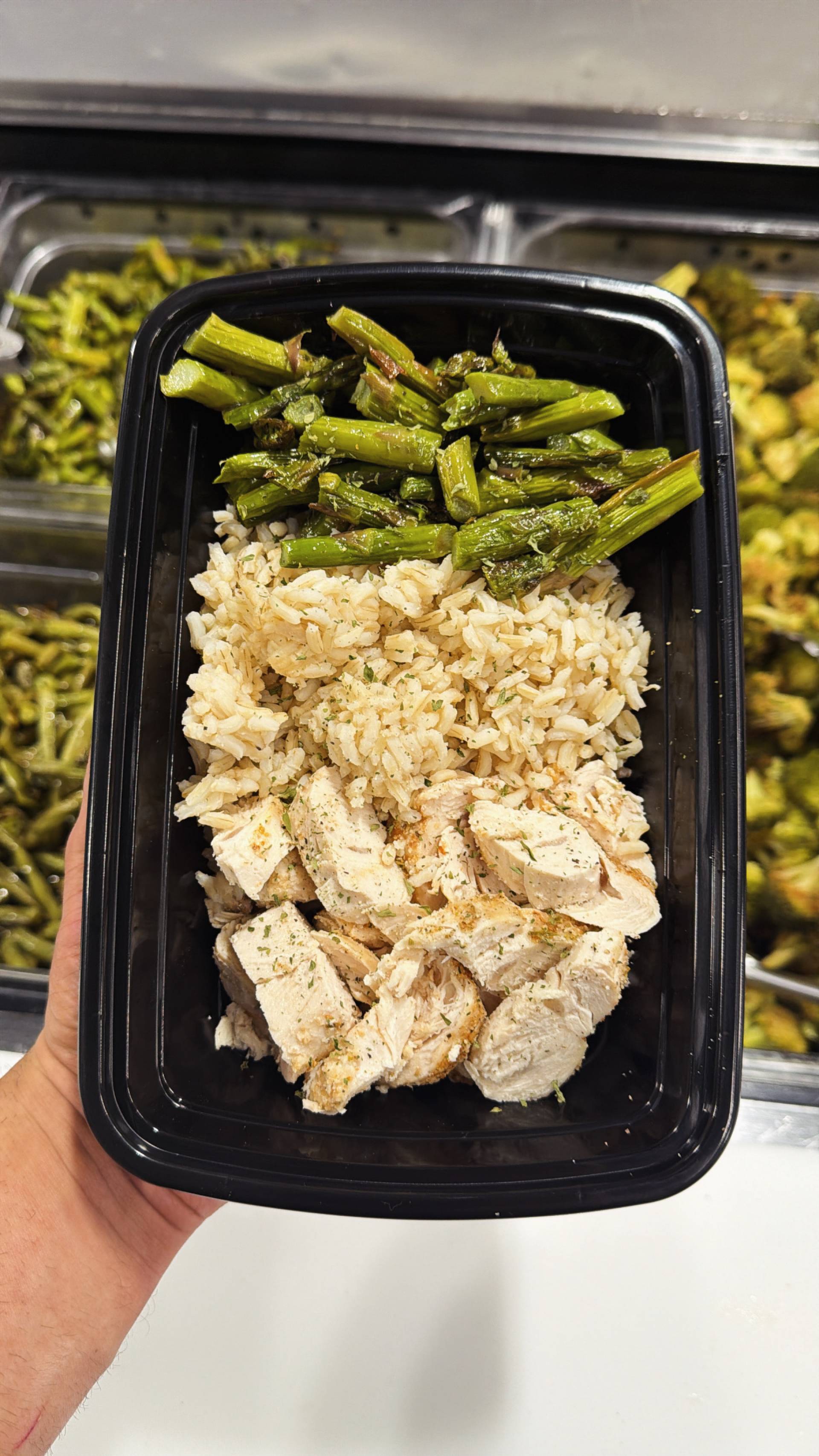 Chicken + Rice ( Brown ) + Asparagus