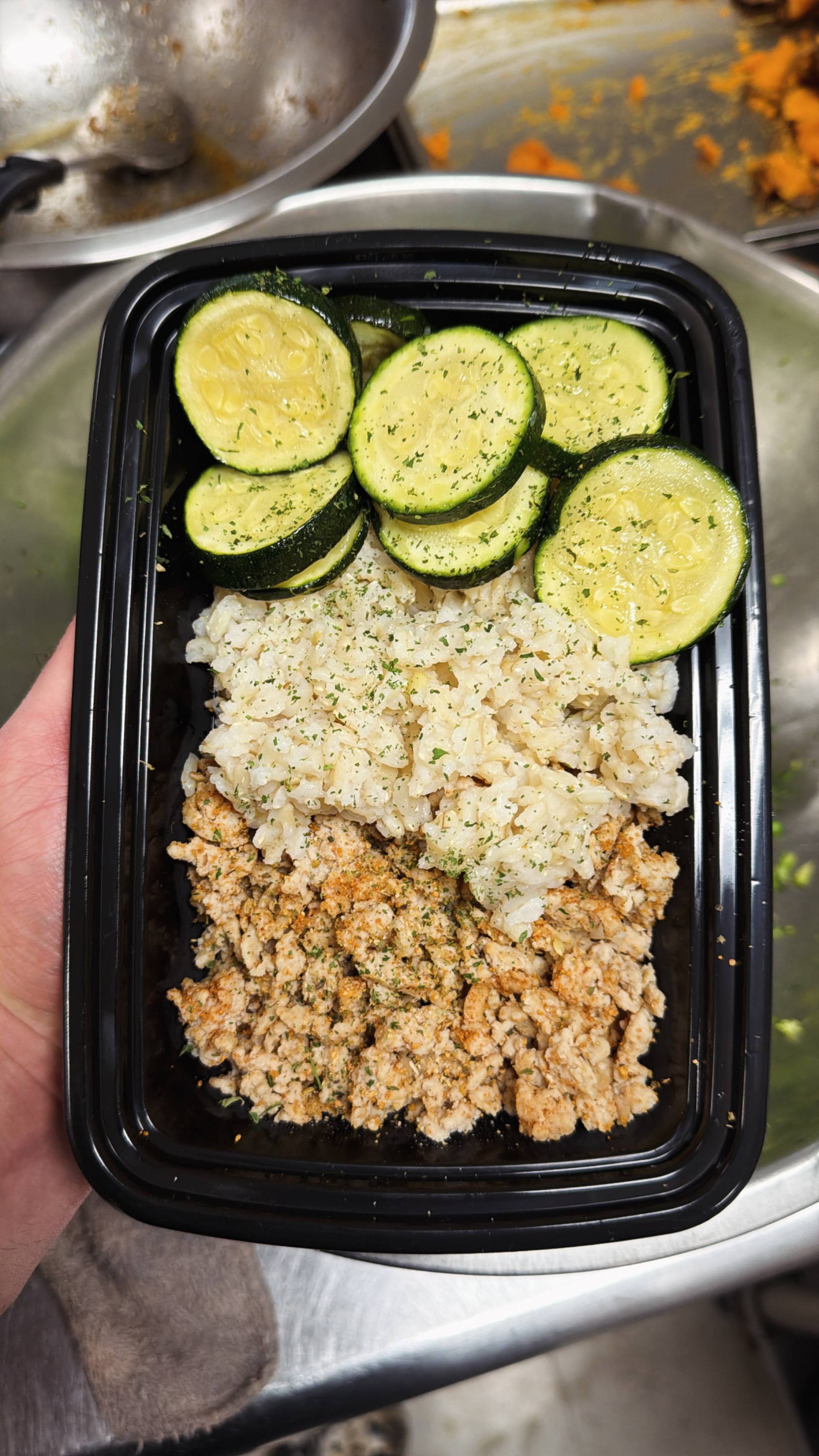 Ground Chicken + Rice ( Brown ) + Zucchini