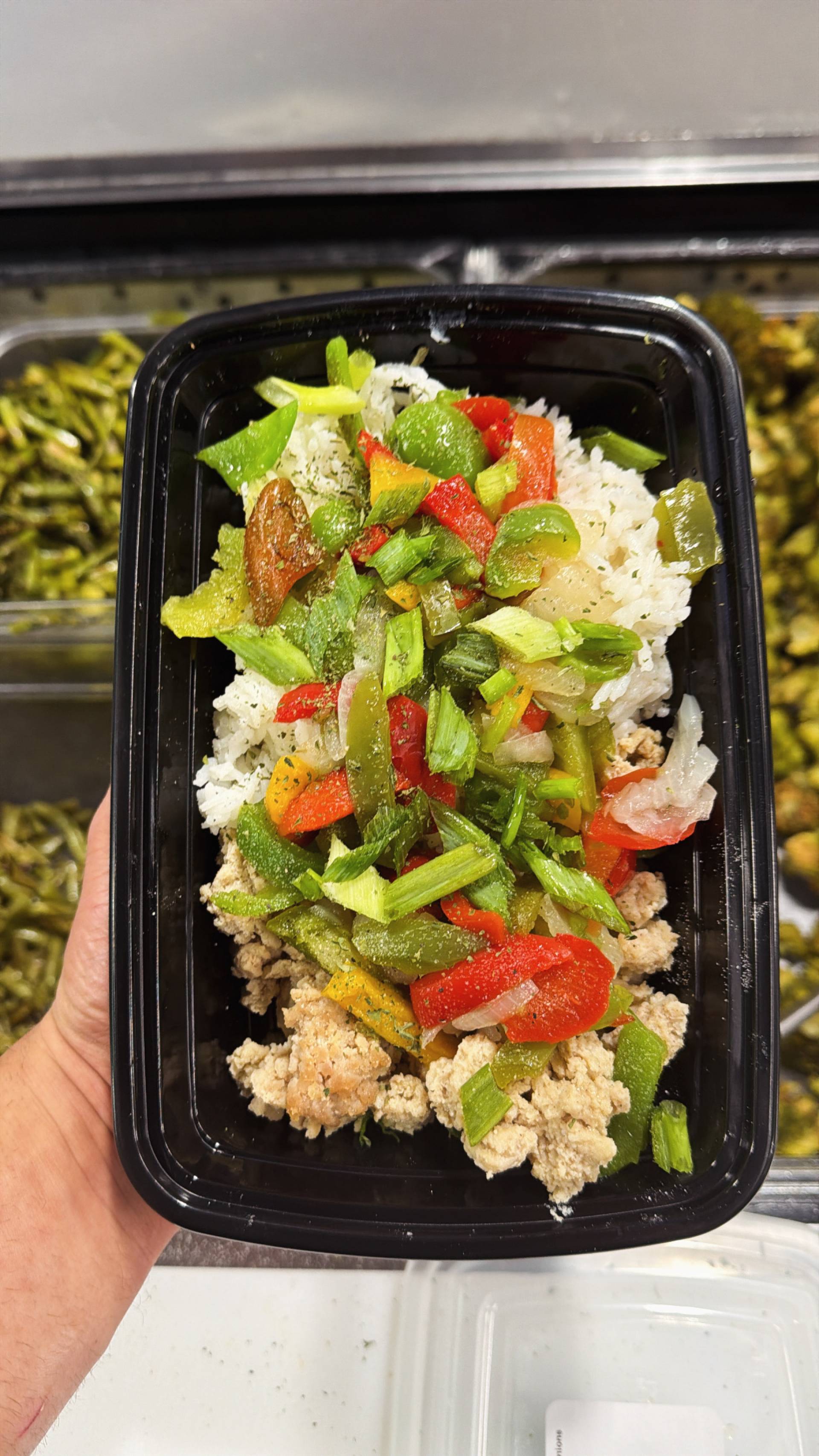 Ground Chicken + Jasmine Rice + Peppers & Onions